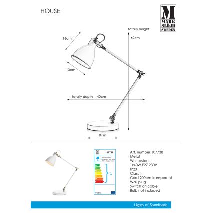 Markslöjd 107738 - Laualamp HOUSE 1xE27/40W/230V