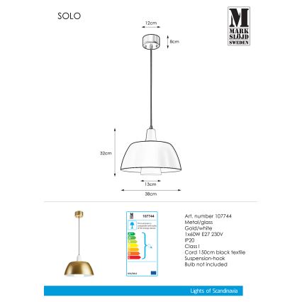 Markslöjd 107744 - Lühter SOLO 1xE27/60W/230V