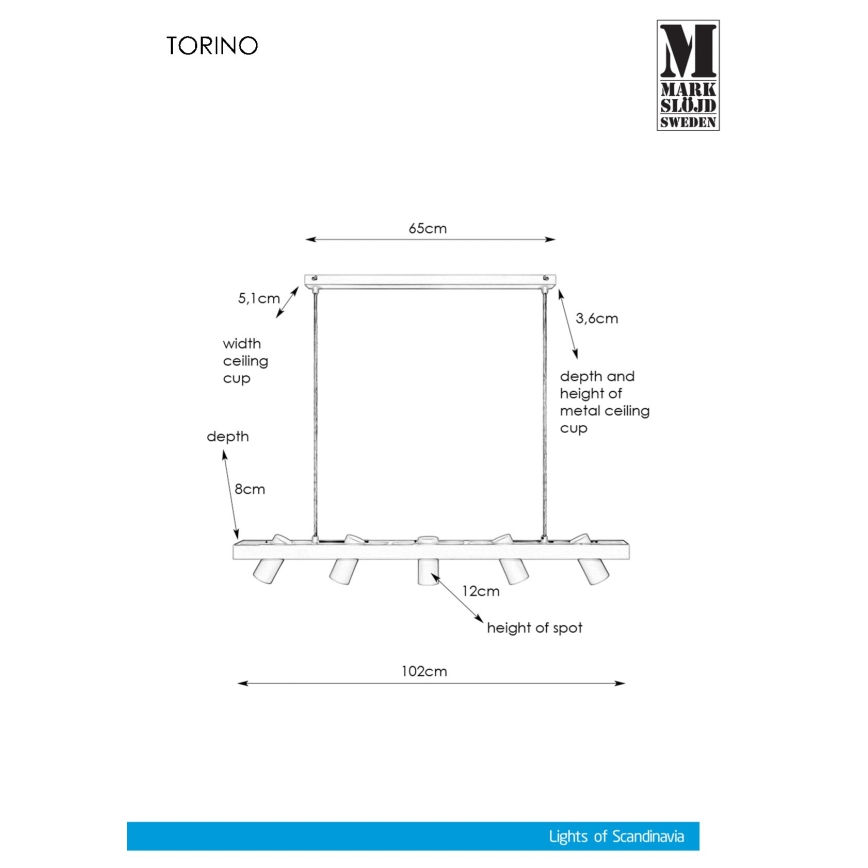 Markslöjd 107783 - Lühter TORINO 5xGU10/7W/230V