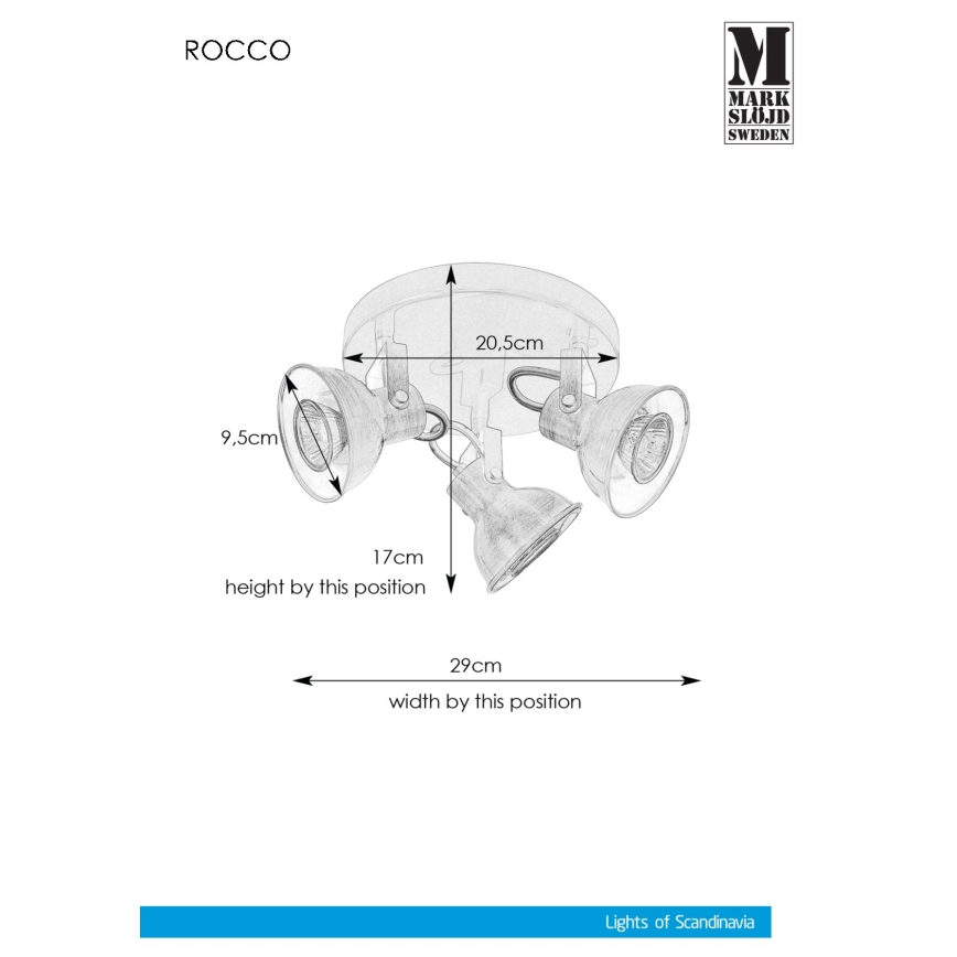 Markslöjd 107852 - Kohtvalgusti ROCCO 3xGU10/7W/230V