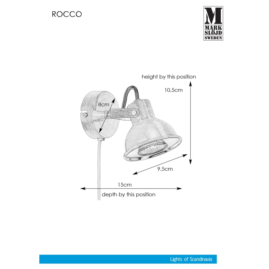 Markslöjd 107853 - Kohtvalgusti seinale ROCCO 1xGU10/7W/230V