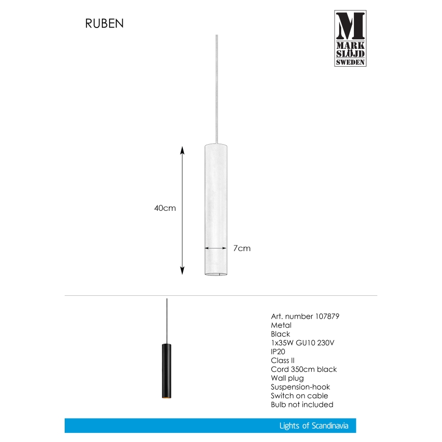 Markslöjd 107879 - Lühter RUBEN 1xGU10/35W/230V