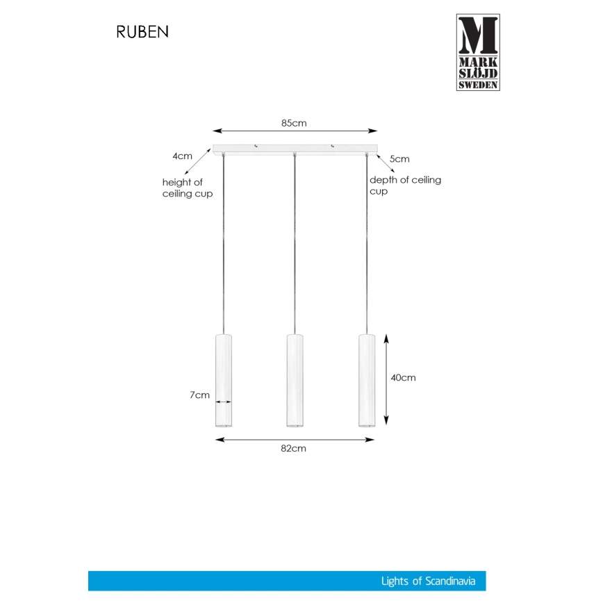 Markslöjd 107883 -  Lühter RUBEN 3xGU10/35W/230V