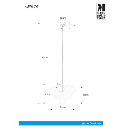 Markslöjd 107903 - Varrega lühter MERLOT 13xG9/20W/230V läbimõõt 56 cm valge/kuldne