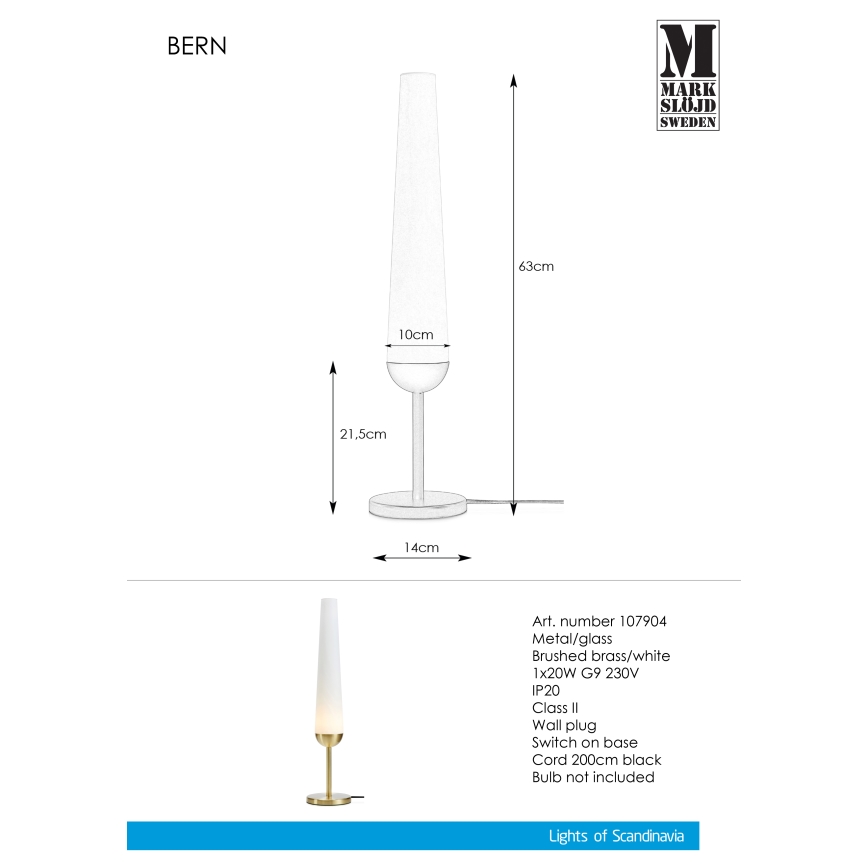 Markslöjd 107904 - Laualamp BERN 1xG9/20W/230V