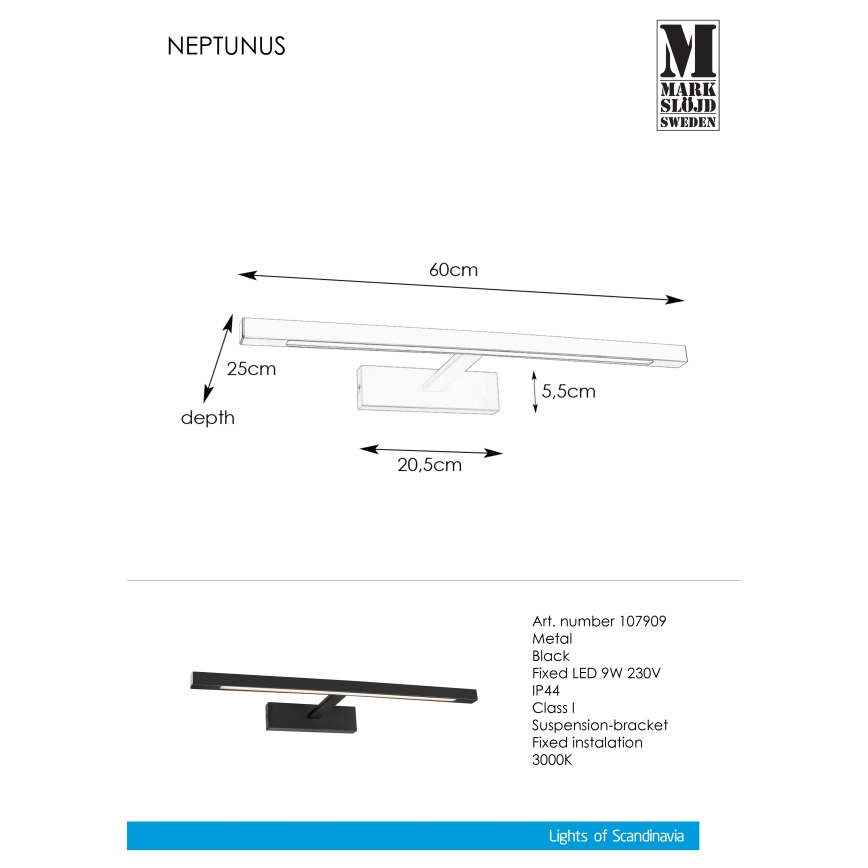 Markslöjd 107909 - LED Vannitoa peeglivalgustus NEPTUNUS LED/9W/230V IP44