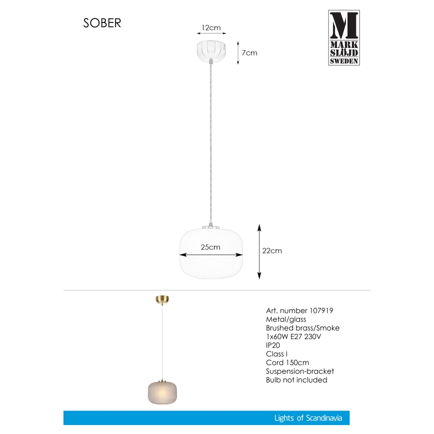 Markslöjd 107919 - Lühter SOBER 1xE27/20W/230V