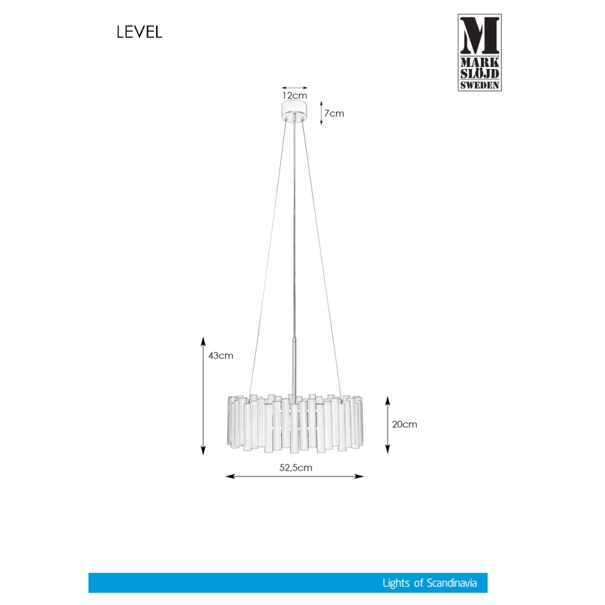 Markslöjd 107925 - Ripplühter LEVEL 3xE27/60W/230V