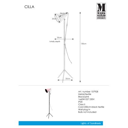 Markslöjd 107928 - Põrandalamp CILLA 1xE27/60W/230V