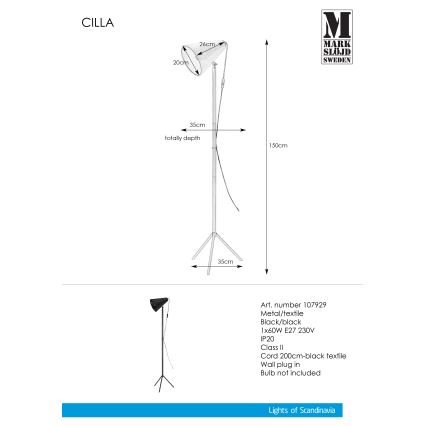 Markslöjd 107929 - Põrandalamp CILLA 1xE27/60W/230V