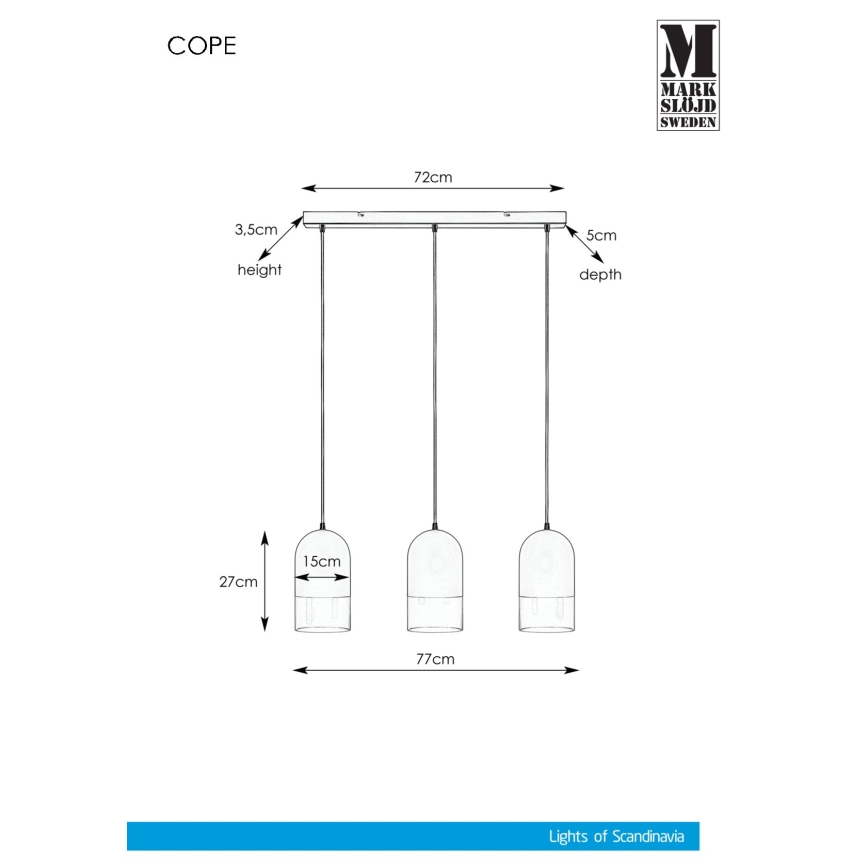 Markslöjd 108226 - Lühter COPE 3xE14/18W/230V