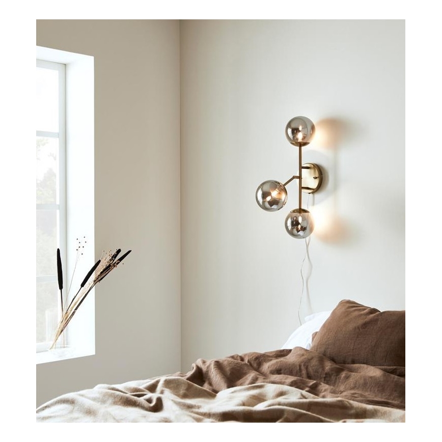 Markslöjd 108253 - Seinavalgusti TRINITY 3xG9/20W/230V kuldne/hall