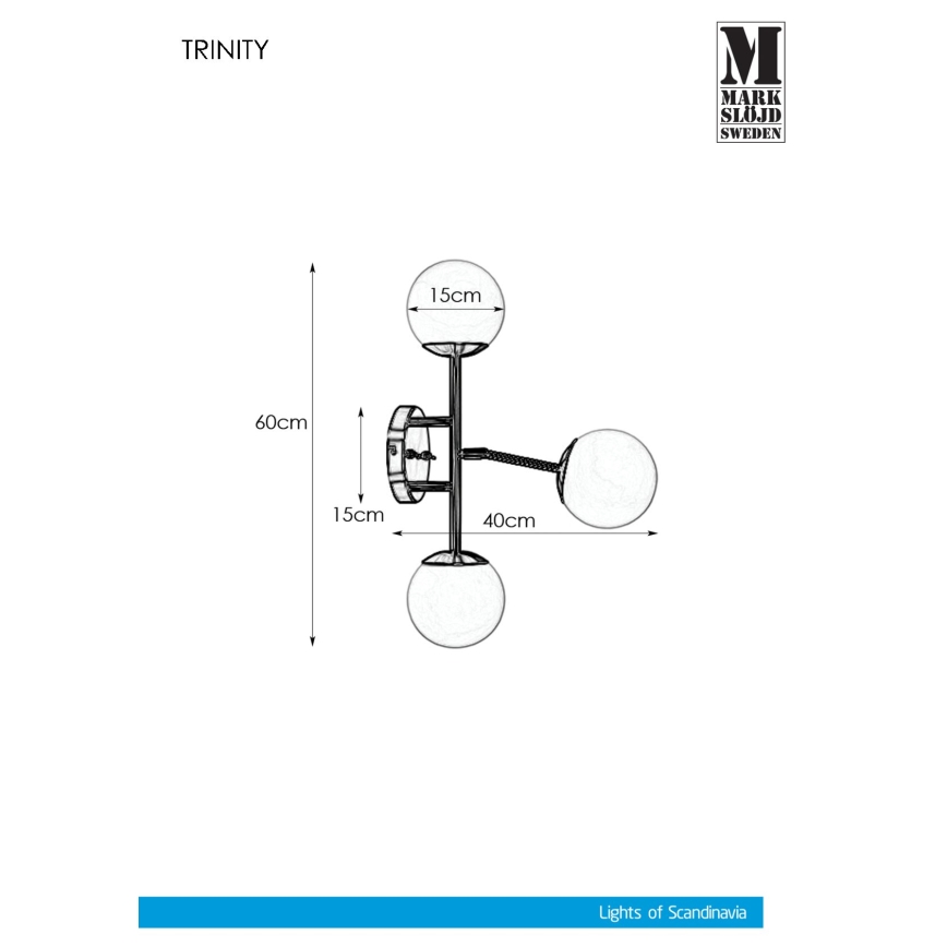 Markslöjd 108253 - Seinavalgusti TRINITY 3xG9/20W/230V kuldne/hall