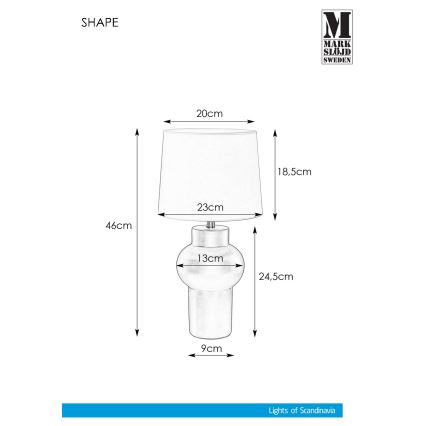 Markslöjd 108450 - Laualamp SHAPE 1xE27/40W/230V valge