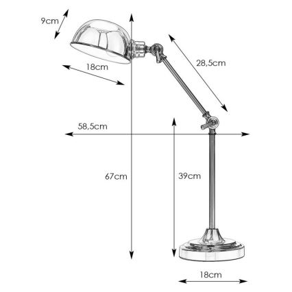 Markslöjd 108583 - Laualamp PORTLAND 1xE27/40W/230V läikiv kroom