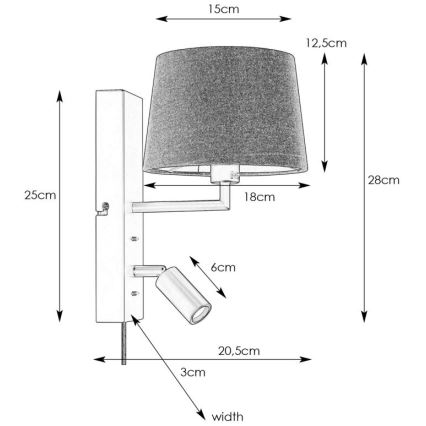 Markslöjd 108595 - LED Seinalamp koos USB pordiga COMO 1xE14/40W/230V + LED/3W must