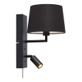 Markslöjd 108595 - LED seinavalgusti USB-pordiga COMO 1xE14/40W/230V + LED/3W must