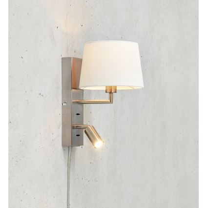 Markslöjd 108596 - LED Seinalamp koos USB pordiga COMO 1xE14/40W/230V + LED/3W valge/matt kroom