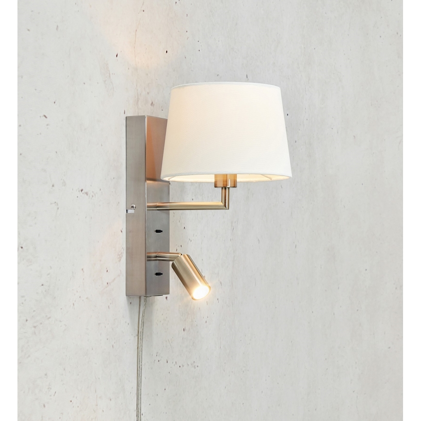 Markslöjd 108596 - LED Seinalamp koos USB pordiga COMO 1xE14/40W/230V + LED/3W valge/matt kroom