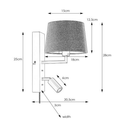 Markslöjd 108596 - LED Seinalamp koos USB pordiga COMO 1xE14/40W/230V + LED/3W valge/matt kroom