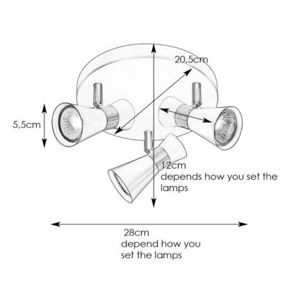 Markslöjd 108626 - Kohtvalgusti FOLIE 3xGU10/7W/230V must/messing