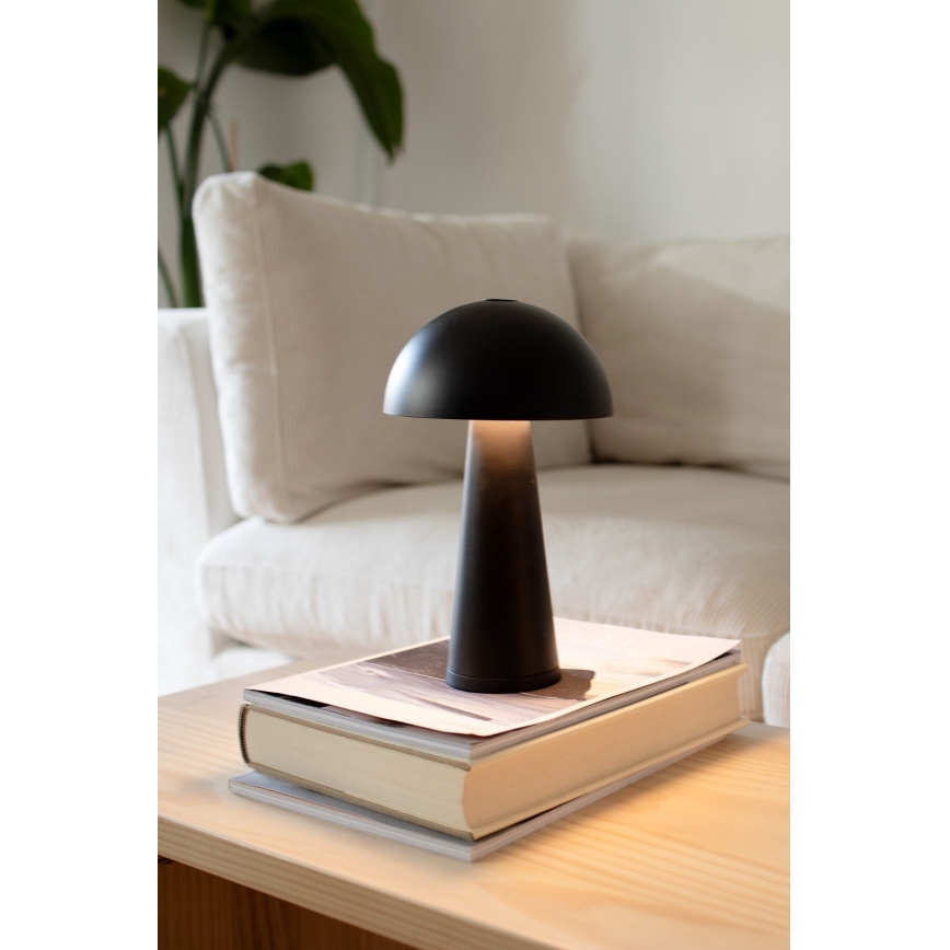 Markslöjd 108655 - LED hämardatav laetav laualamp FUNGI LED/1,5W/5V 2000 mAh IP44 must