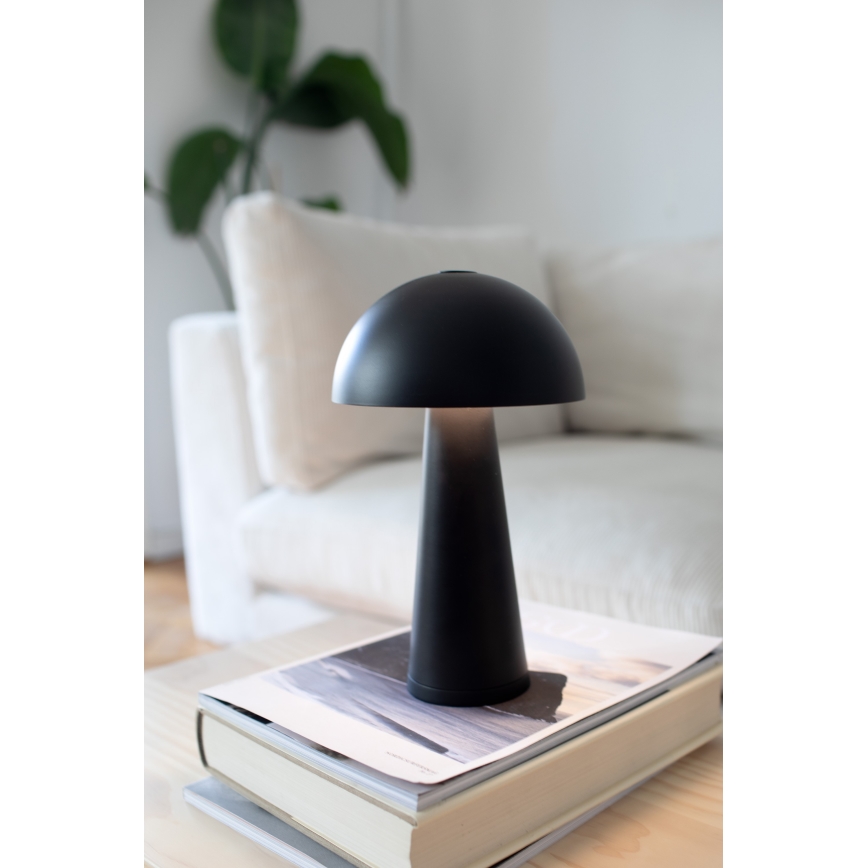 Markslöjd 108655 - LED hämardatav laetav laualamp FUNGI LED/1,5W/5V 2000 mAh IP44 must