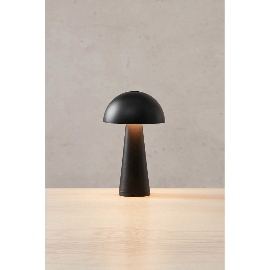 Markslöjd 108655 - LED hämardatav laetav laualamp FUNGI LED/1,5W/5V 2000 mAh IP44 must