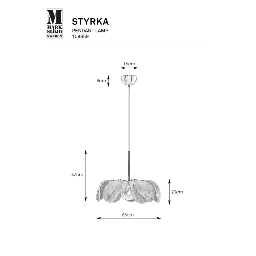 Markslöjd 108659 - Lühter STYRKA 1xE27/40W/230V d. 63 cm beež
