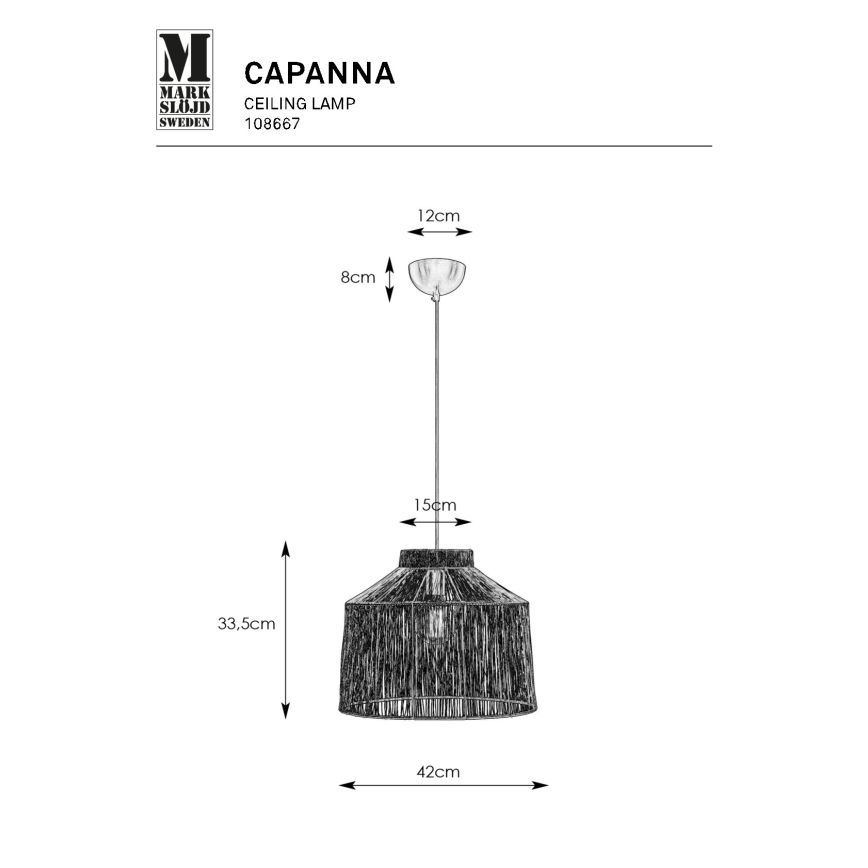 Markslöjd 108667 - Lühter CAPANNA 1xE27/40W/230V messing