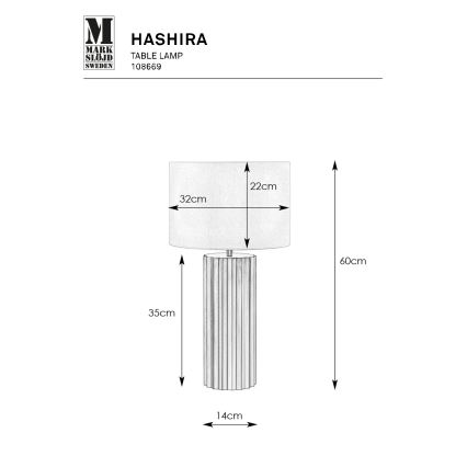 Markslöjd 108669 - Laualamp HASHIRA 1xE27/40W/230V valge/messing