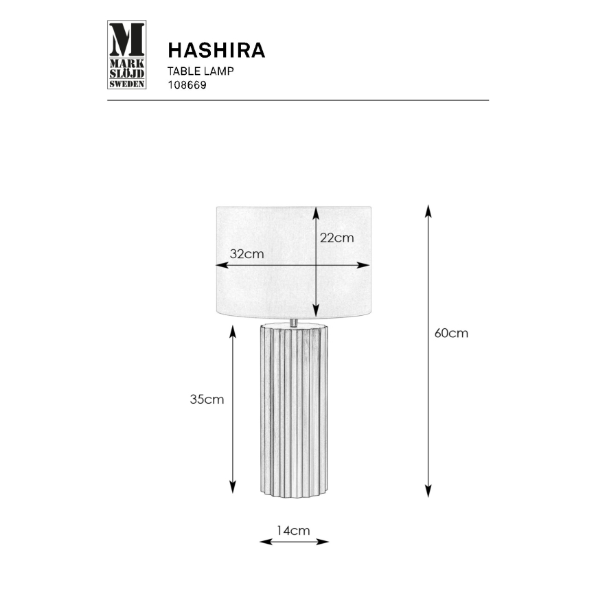 Markslöjd 108669 - Laualamp HASHIRA 1xE27/40W/230V valge/messing