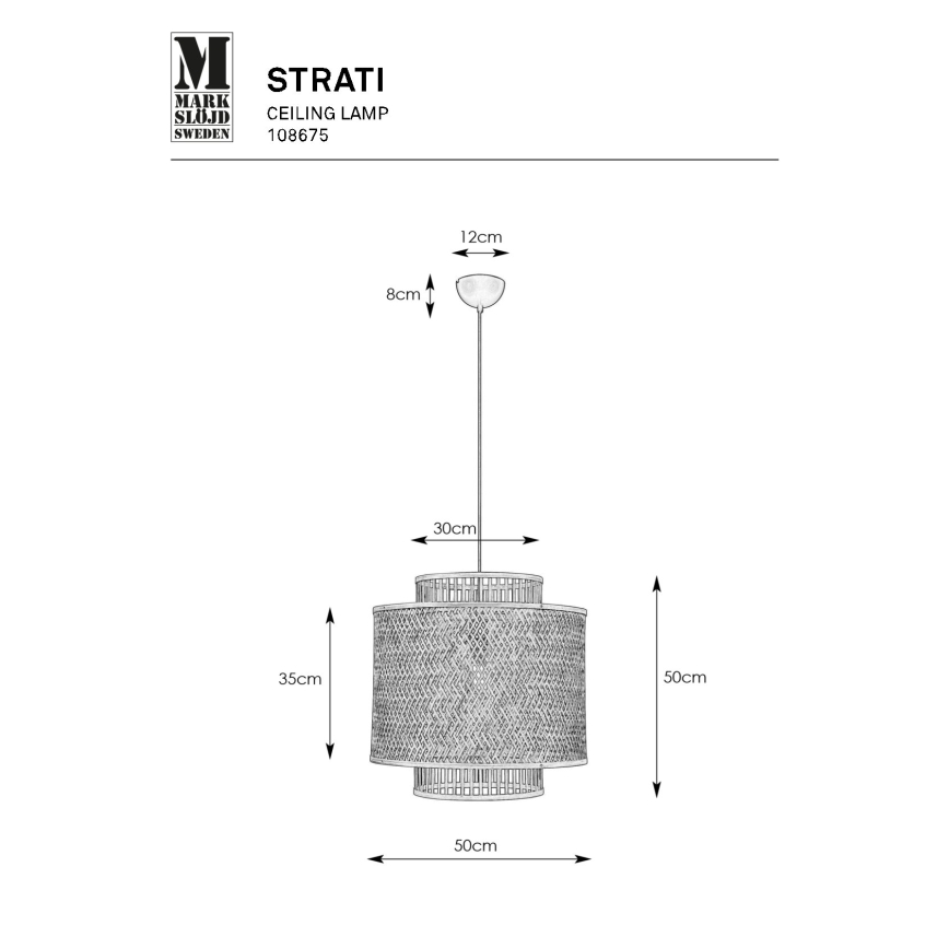 Markslöjd 108675 - Lühter STRATI 1xE27/40W/230V beež/bambus