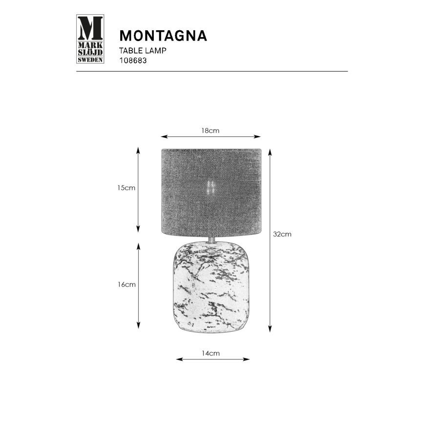 Markslöjd 108683 - Laualamp MONTAGNA 1xE14/40W/230V 32 cm beež/must