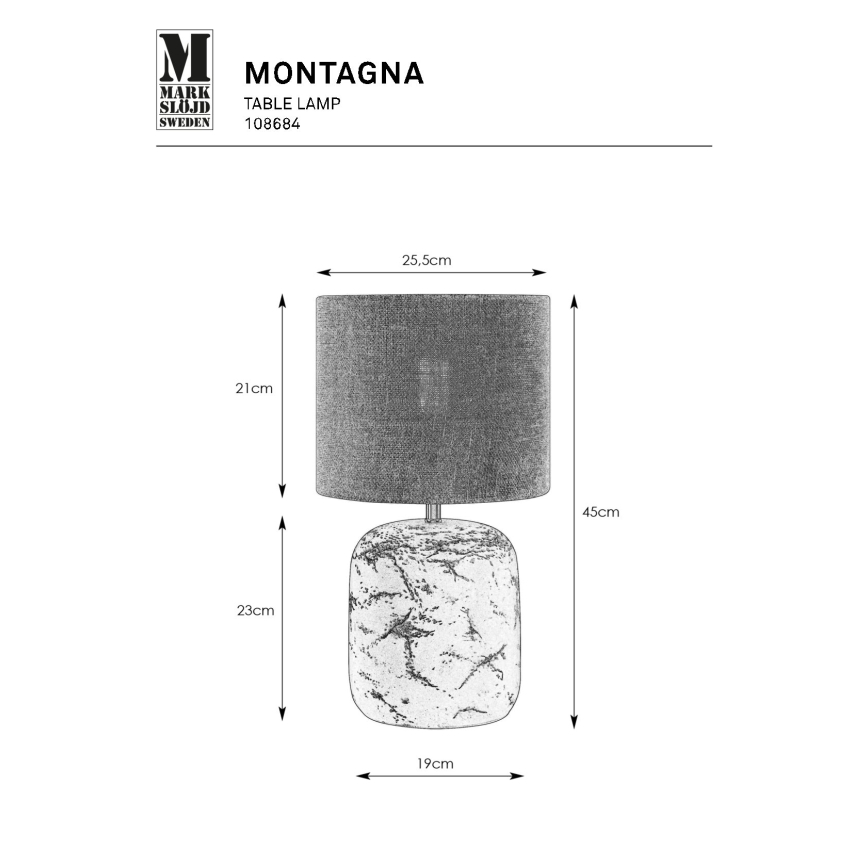 Markslöjd 108684 - Laualamp MONTAGNA 1xE14/40W/230V 45 cm beež/must