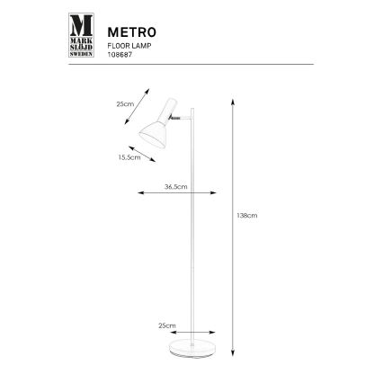 Markslöjd 108687 - Põrandalamp METRO 1xE27/40W/230V valge