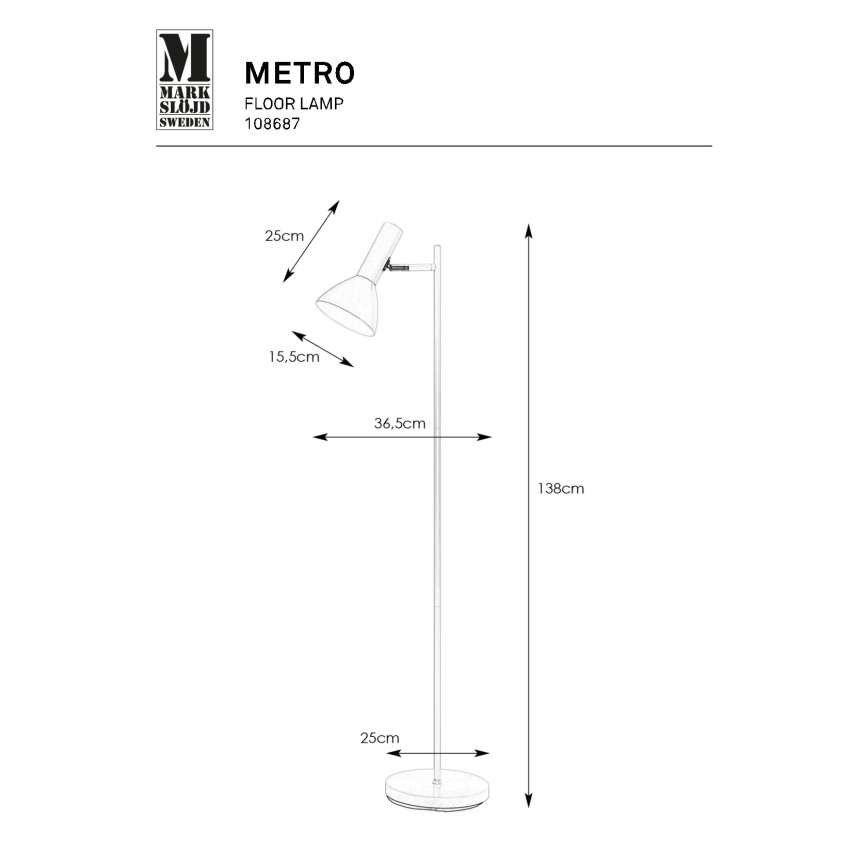 Markslöjd 108687 - Põrandalamp METRO 1xE27/40W/230V valge