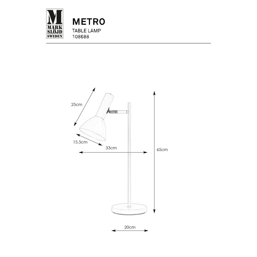 Markslöjd 108688 - Laualamp METRO 1xE27/40W/230V valge