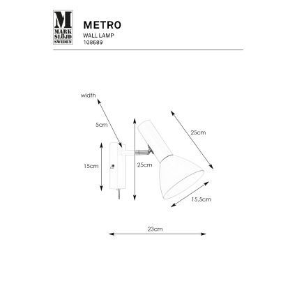 Markslöjd 108689 - Seinavalgusti METRO 1xE27/40W/230V valge