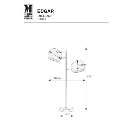 Markslöjd 108691 - Laualamp EDGAR 2xE14/40W/230V must