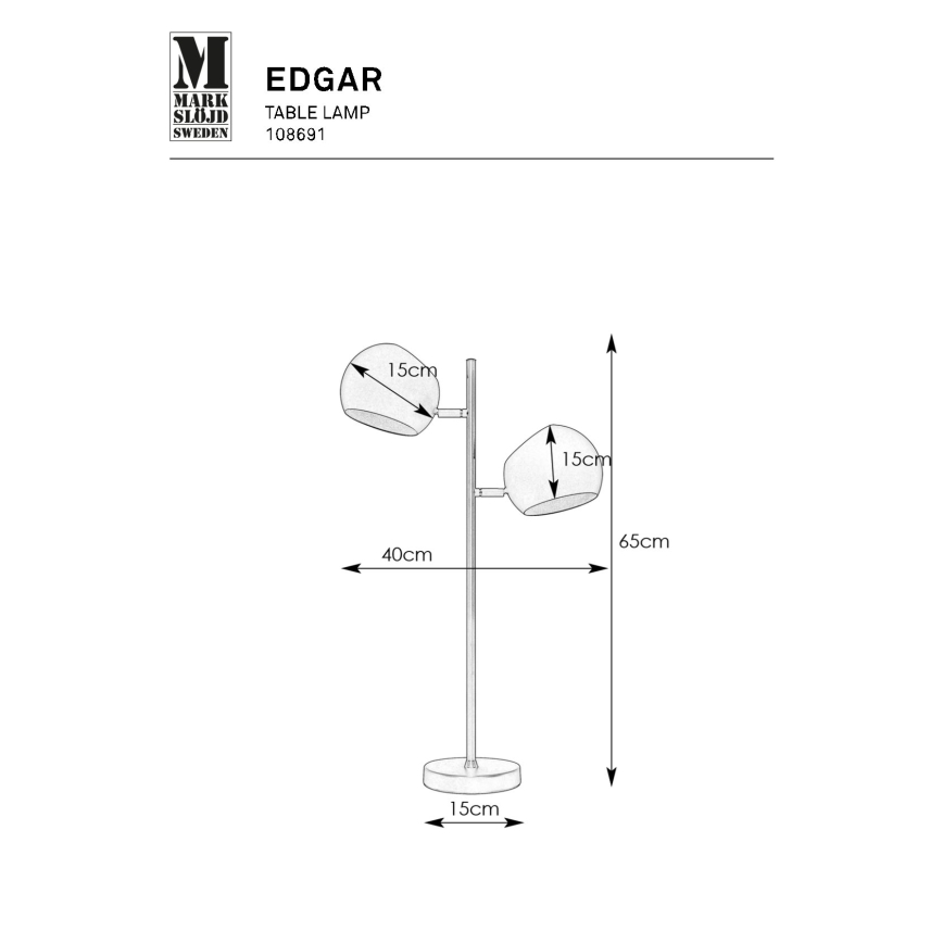Markslöjd 108691 - Laualamp EDGAR 2xE14/40W/230V must