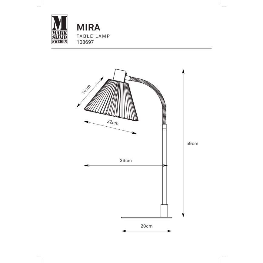 Markslöjd 108697 - Laualamp MIRA 1xE14/40W/230V must/valge
