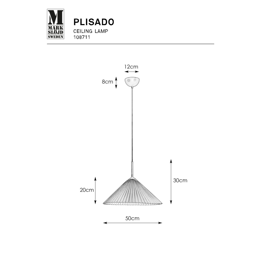 Markslöjd 108711 - Lühter PLISADO 1xE27/40W/230V d. 50 cm valge