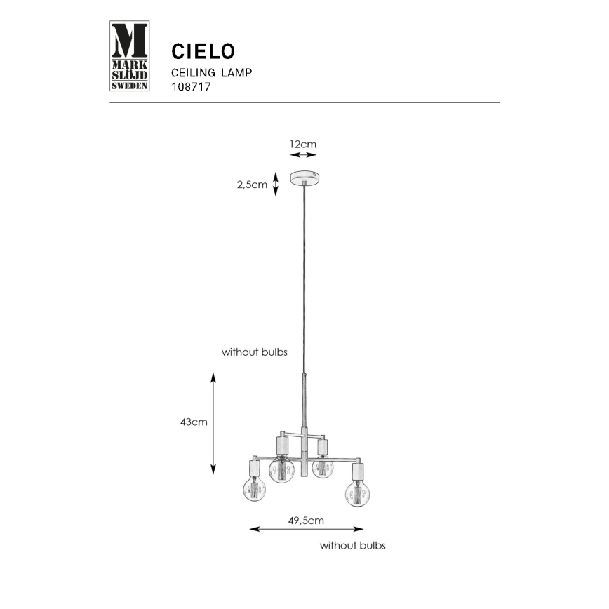 Markslöjd 108717 - Lühter CIELO 6xE27/40W/230V must