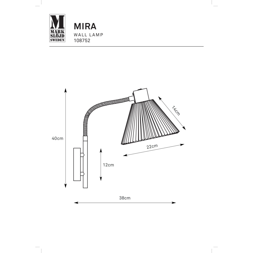 Markslöjd 108752 - Seinavalgusti MIRA 1xE14/40W/230V must/valge