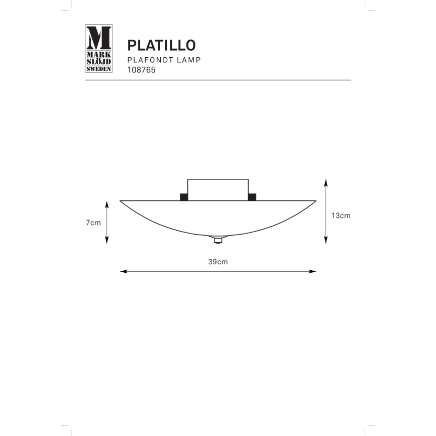 Markslöjd 108765 - Laevalgusti PLATILLO 2xE27/40W/230V d. 39 cm