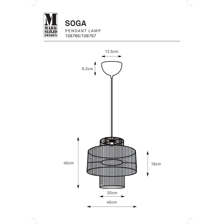 Markslöjd 108767 - Lühter SOGA 1xE27/40W/230V kuldne