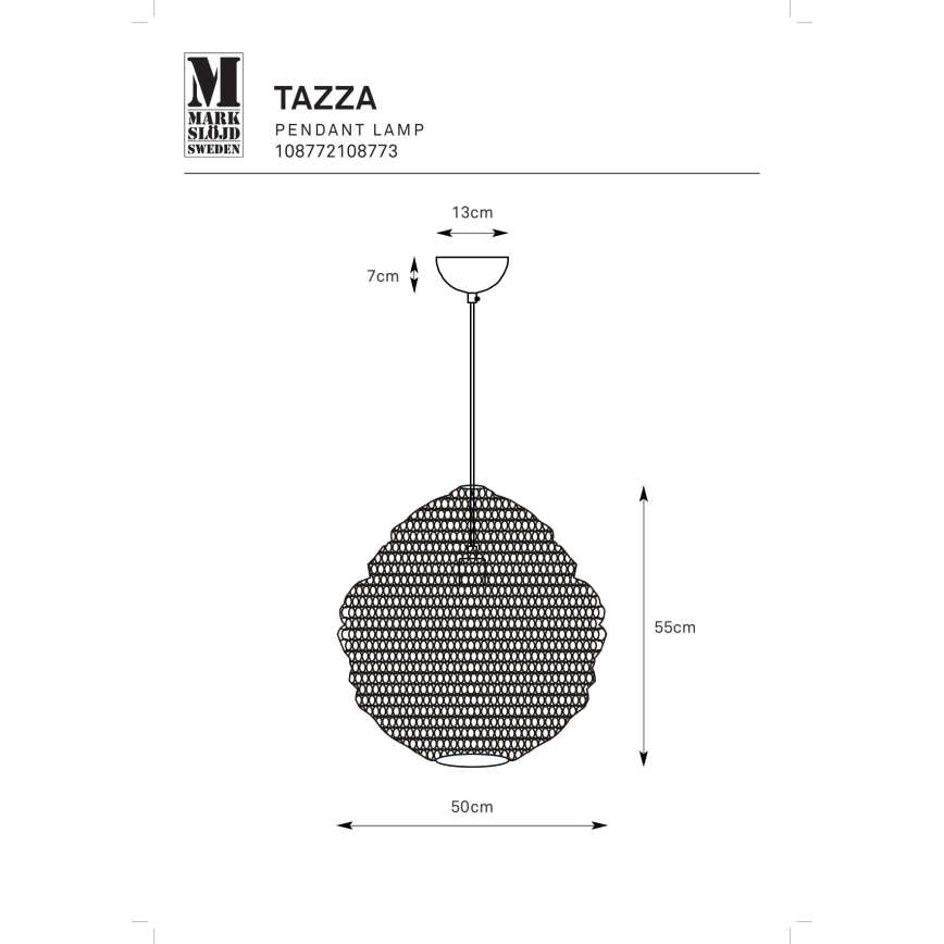 Markslöjd 108772 - Lühter TAZZA 1xE27/40W/230V must