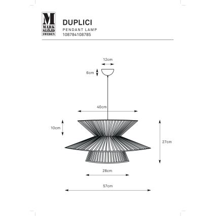 Markslöjd 108784 - Lühter DUPLICI 1xE27/40W/230V must/bambus