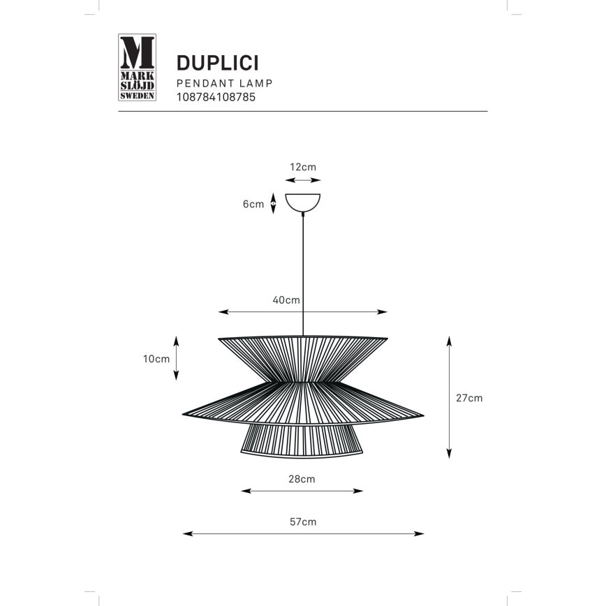 Markslöjd 108784 - Lühter DUPLICI 1xE27/40W/230V must/bambus